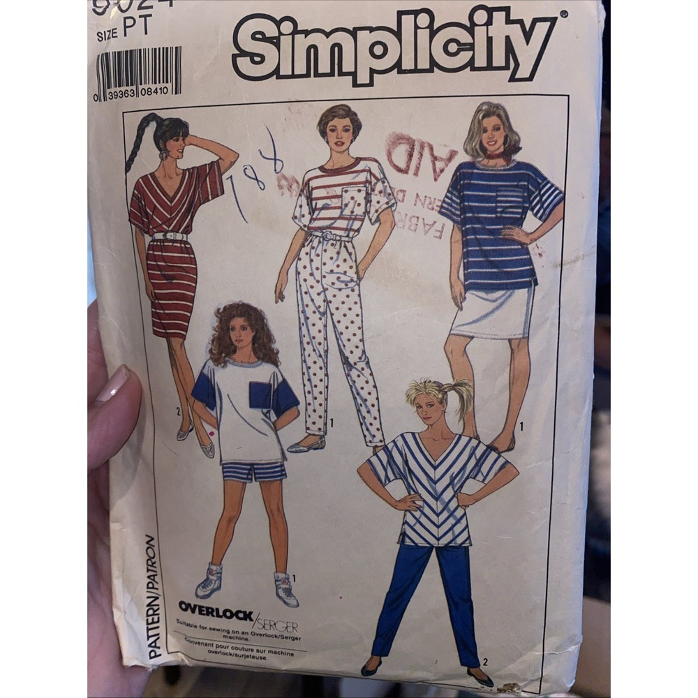 Simplicity 9024 Vintage 80s Sewing Pattern Pants Shorts Skirt Tops Size PT Cut